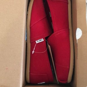 TOMS Red Canvas slip on shoes